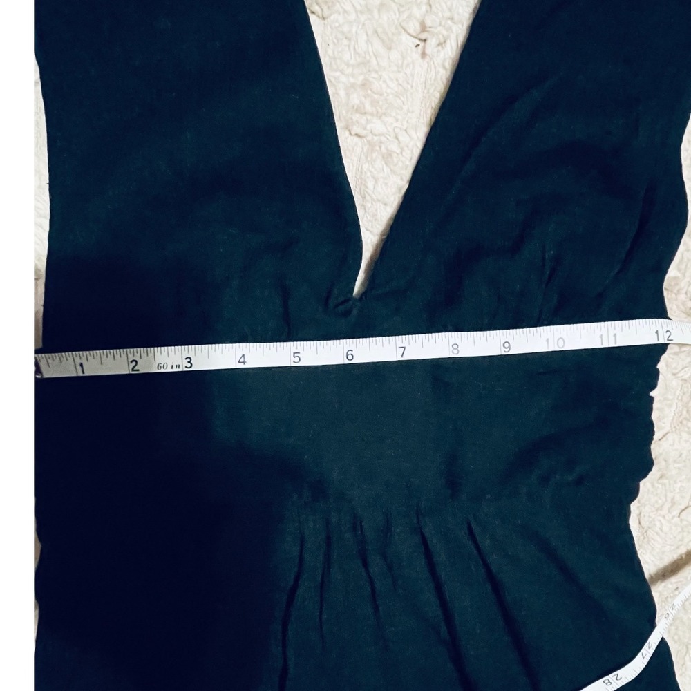 One Clothing Los Angeles Black Deep V-Neck Romper Smocked Back Shoulder Ties S - Picture 13 of 14